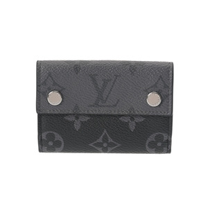 銀蔵 中古 LOUIS VUITTON ルイヴィトン モノグラムエクリプス ディスカバリーコンパクトウォレット M45417 黒/グレー 三つ折り財布 ランクA