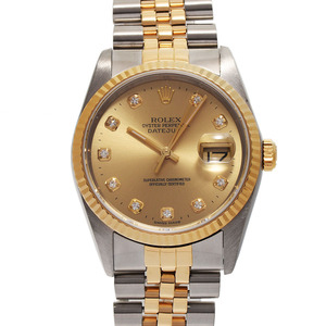 ROLEX ロレックス デイトジャスト 10Pダイヤ 16233G メンズ YG/SS 腕時計 自動巻き シャンパン文字盤 Aランク 中古 銀蔵