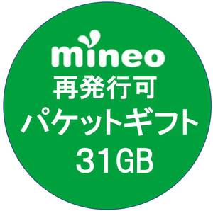 [クーポン対象] mineo(マイネオ) パケットギフト31GB（9,999MB X 3 + 1,003MB）再発行可