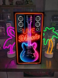 [L Size] Гитара живая музыка в прямом эфире House Studio Garage Bar Musical Instruments Store Lamp Hide Vigage Light Box Электрическая табличка