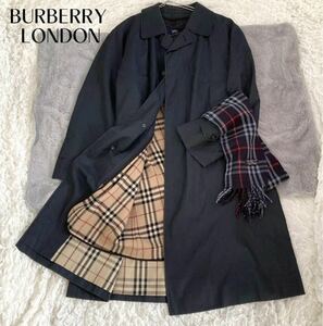 【バーバリーロンドン】ステンカラーコート L 〜XLノバチェック ライナーカシミヤ混 三陽商会 オールド BURBERRY LONDON