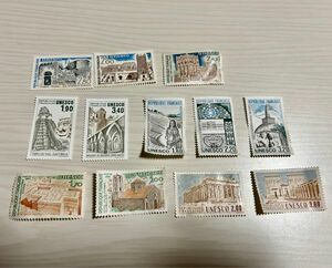 外国切手　フランス　ユネスコ用12種