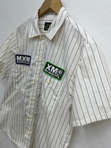 希少 MXMXM MAGICAL MOSH MISFITS マジカルモッシュミスフィッツ ラットフィンク ワッペン プリント ストライプ 半袖シャツ S ワークシャツ_画像5