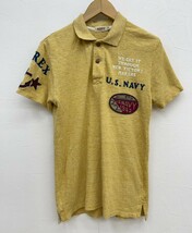 希少 良品 AVIREX アヴィレックス U.S.NAVY 刺繍 ワッペン コットン 半袖 ポロシャツ M メンズ 半袖シャツ 上野商会 綿100% Tシャツ_画像2