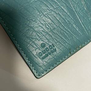 GUCCI グッチ GGプラス ダブルホック 二つ折り財布 PVC レザー ブルー系 水色 115039 Wホックウォレットの画像6