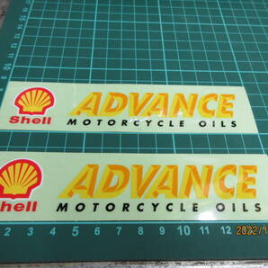 Shell ADVANCE MOTORCYCLE OILS ステッカー2枚組 150×37mm シェル アドバンス モーターサイクル オイルの画像1