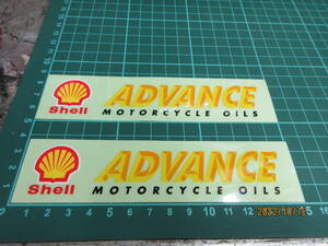 Shell ADVANCE MOTORCYCLE OILS ステッカー2枚組 150×37mm シェル アドバンス モーターサイクル オイル