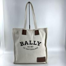 【極美品】BALLY バリー キャンバストートバッグ メンズ アイボリー 白 ホワイト 肩掛け デカロゴ A4 ビジネス_画像2