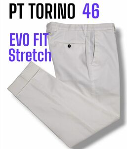 PT TORINO ホワイトスラックスパンツ 46 EVO FIT ストレッチ