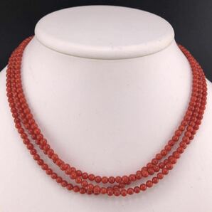 E03-5680 血赤サンゴネックレス 約4.0mm 約42cm 26g ( 血赤 丸玉 珊瑚 necklace SILVER )の画像1