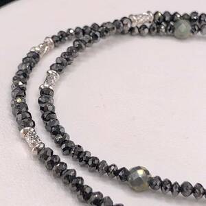 E03-10528 ブラックダイヤモンドネックレス 40cm 6.7g 20.00ct K18WG ( Black diamond necklace jewelry )