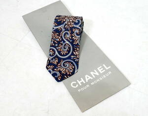 ▲(R604-B8)未使用 シャネル CHANEL ココマーク シルク 絹 ネクタイ ネイビー 紺 イタリア製 服飾小物 メンズ