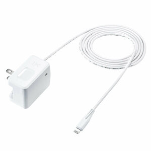 AC charger Lightning cable one body (2.4A* white ) cable length 1.5m Sanwa Supply ACA-IP77LT iPad iPhone iPod. charge 