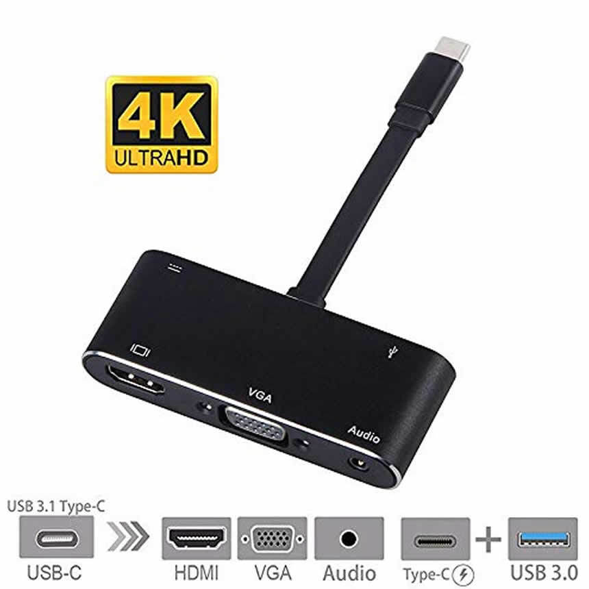 HDMI изменение адаптер USB C 4K 5in1 Type-C HDMI VGA Audio USB 3.0 порт MacBook Pro USB женский порт изменение кабель tecc-hdmihenkan
