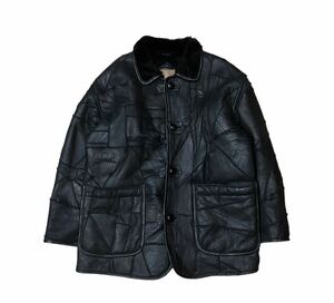 HAI SPORTING GEAR Black Mouton Jacket サイズM ハイ スポーティングギア 羊革 アーカイブ Archive パッチワーク継ぎ接ぎ ISSEY MIYAKE