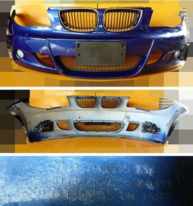 F/CJ18#BMW E87 LCI ABA-UD20 (1 series 120i M sport 2007y latter term # original front bumper blue /381 foglamp # private person addressed to / gome private person delivery un- possible ###