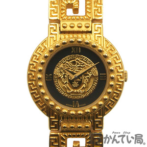 19434 GIANNI VERSACE【ジャン二 ベルサーチ】メデューサ コイン ウォッチ クオーツ 腕時計 ゴールド GP 2針 アナログ レディース 7009018