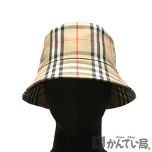 19540 BURBERRY【バーバリー】バケットハット チェック バケハ 帽子 Mサイズ メンズ レディース ユニセックス【中古】USED-AB_画像8