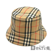 19540 BURBERRY【バーバリー】バケットハット チェック バケハ 帽子 Mサイズ メンズ レディース ユニセックス【中古】USED-AB_画像1