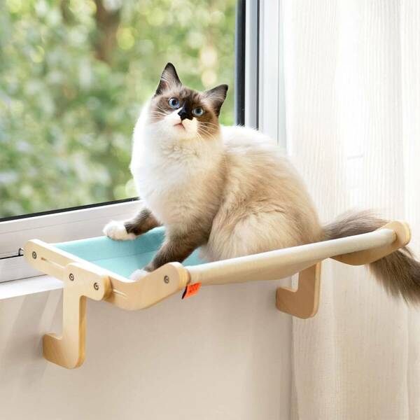 猫 窓用ハンモック ベッド ブルーグレイ 新品 送料無料