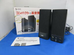 ＃2364　サンワサプライ マルチメディアスピーカー 3.5mmステレオミニジャック接続 5W ブラック MM-SPL2N2　USED品