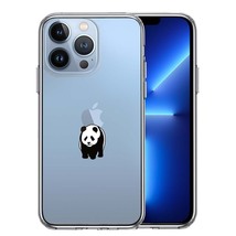 iPhone13Pro ケース クリア パンダ りんご おんぶ スマホケース 側面ソフト 背面ハード ハイブリッド_画像1