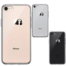 iPhone8 ケース クリア パンダ りんごにもたれる スマホケース 側面ソフト 背面ハード ハイブリッド_画像2