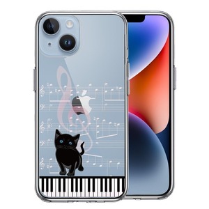iPhone14Plus ケース クリア piano ピアノ 2 猫ふんじゃった スマホケース 側面ソフト 背面ハード ハイブリッド