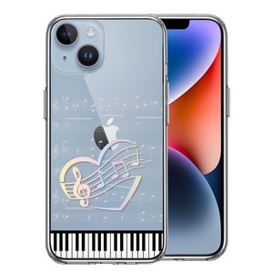 iPhone14Plus ケース クリア piano 1 ハート スマホケース 側面ソフト 背面ハード ハイブリッド