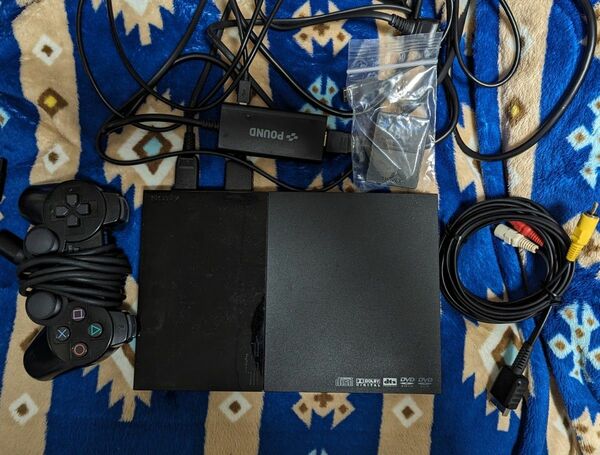 PlayStation 2 チャコール・ブラック SCPH-90000CB 本体 PS2 薄型 各種おまけ