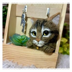*woolanima* 【キジトラ子猫のキーボックス】 羊毛フェルト ハンドメイド 猫 インテリアの画像6