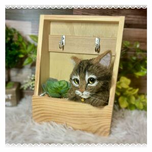 *woolanima* 【キジトラ子猫のキーボックス】 羊毛フェルト ハンドメイド 猫 インテリアの画像3