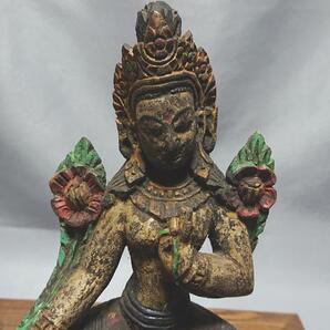 コレクター収集品 ガンダーラ美術 ミャンマー 木彫彩色仏像 （B） の画像8