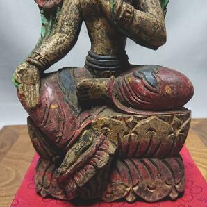 コレクター収集品 ガンダーラ美術 ミャンマー 木彫彩色仏像 （B） の画像9
