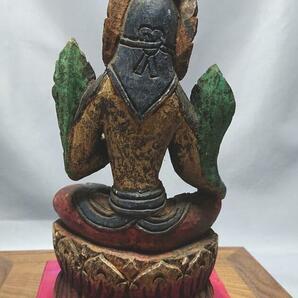 コレクター収集品 ガンダーラ美術 ミャンマー 木彫彩色仏像 （B） の画像7