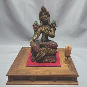 コレクター収集品 ガンダーラ美術 ミャンマー 木彫彩色仏像 （B） の画像1