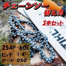 ★ソーチェーン 25AP-60E チェーン刃 3本 セット オレゴン 高品質 互換 チェーンソー 替刃 替え刃 各メーカー対応 3本入 ハスクバーナ H00-_画像1