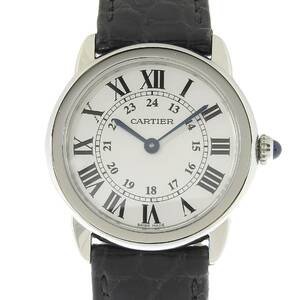  Cartier CARTIER long do Solo SM quartz wristwatch stainless steel leather belt silver face lady's 4197