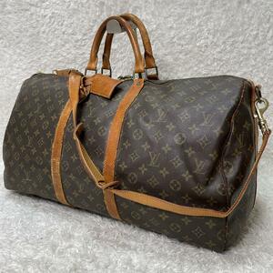 ルイヴィトン ２way キーポル バンドリエール 55 M41414 モノグラム ボストンバック 旅行カバン ストラップ付属 LOUIS VUITTON MI863