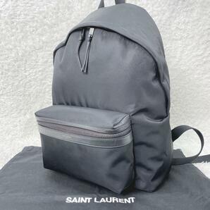 ★SAINT LAURENT サンローラン パリ シティ サンローラン(キャンバス) リュック バックパック 黒 ブラック★レザー 定価¥ 167,200の画像1