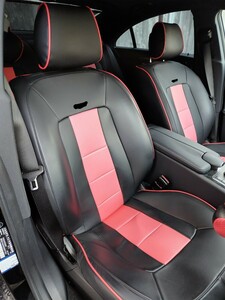 [即決あり] Mercedes-Benz ベンツ W218 CLS 専用 シートカバー パンチング レザー ブラック レッド カスタム シート カバー キーケース付