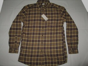 ★新品 長期保管 旧商品 2012年 UNIQLO ユニクロ フランネルチェックシャツ(長袖) XL 36.BROWN ブラウン 茶 品番332-072876 長袖シャツ★