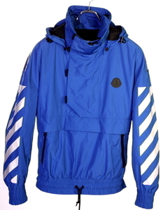 モンクレール × オフホワイト プルオーバー ナイロン ジャケット　ブルー　国内正規品 MONCLER × OFF-WHITE　パーカー　#A5