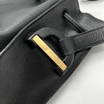 超希少 GUCCI グッチ 巾着 ショルダーバッグ ワンショルダー 肩掛け オール レザー ブラック レディース 黒 ゴールド金具 本革 鞄 大容量 _画像6