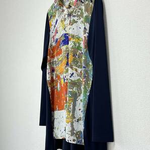 ★新品★HIROKO BIS ヒロコビス/異素材組合せシャツチュニック ◎手洗い可の画像3