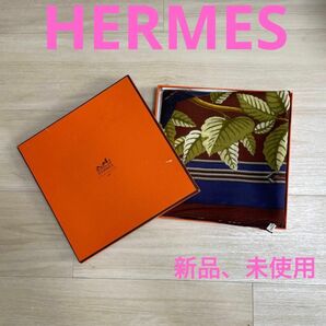 HERMES エルメス大判スカーフ　カレ90 オウム柄　カシミヤ/シルク　新品、未使用、箱付き