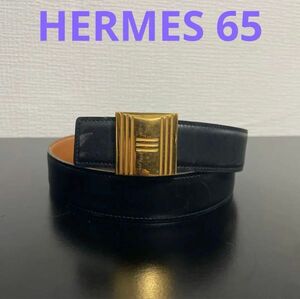 HERMES エルメス　カデナバックルリバーシブルベルト65 ゴールドカラーバックル　ブラック/ブラウン