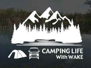 ダイハツ ウェイク CAMPING LIFE With WAKE ステッカー Sサイズ アウトドア キャンプ シール デカール