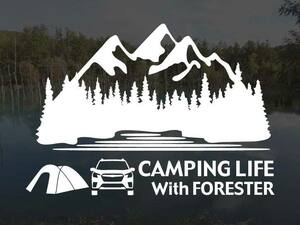 フォレスター SK 後期 CAMPING LIFE With FORESTER ステッカー Sサイズ アウトドア キャンプ シール デカール