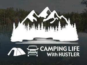 ハスラー MR52S/MR92S CAMPING LIFE With HUSTLER ステッカー Lサイズ アウトドア キャンプ シール デカール